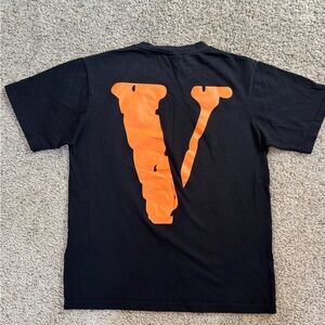 VLONE Black Tee with Bold Orange V